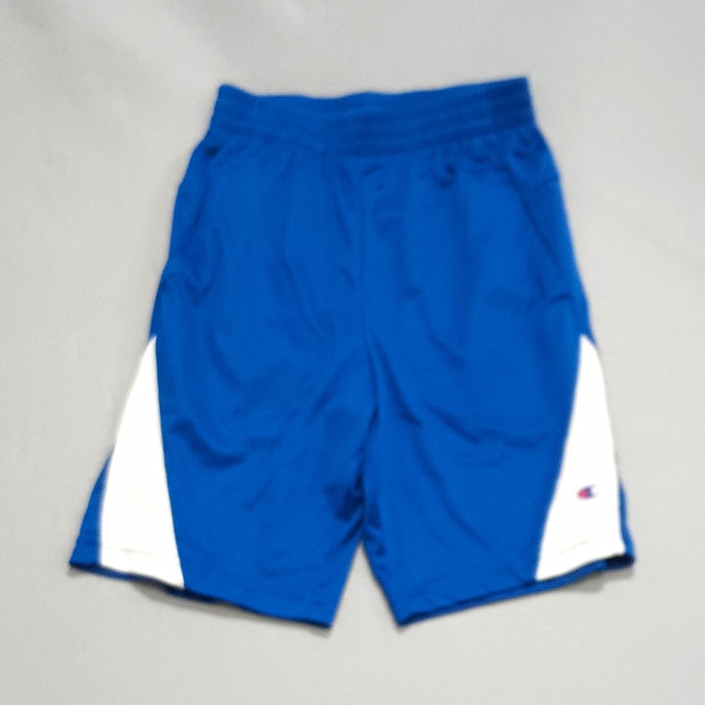 Champion Boys 10-12 Blue/White Mesh Basketball Shorts Drawstring Elastic